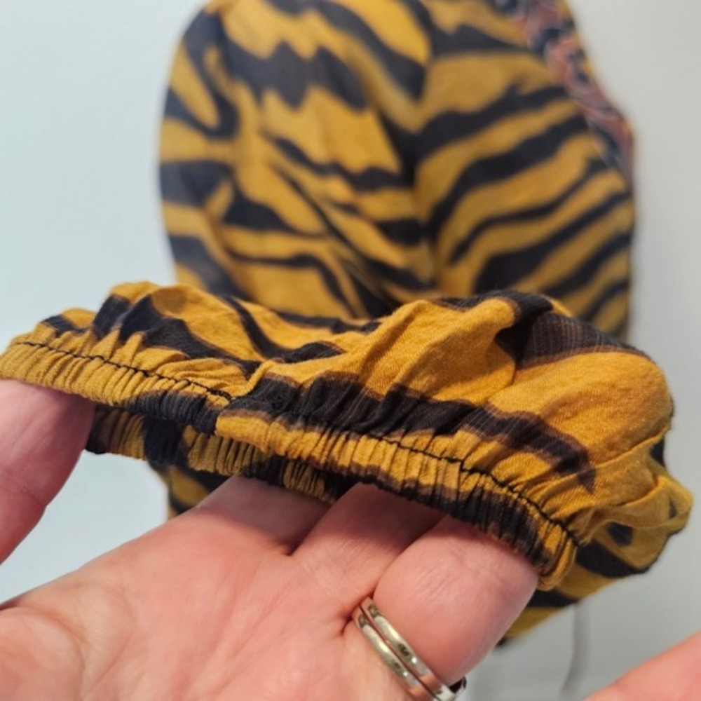 BURU Tiger Animal Print Cinch Hem Blouse – Large Statement Top 3/4 Sleeve‎ - Picture 7 of 12
